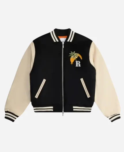 Rhude Gp Black Varsity Bomber Jacket For Unisex