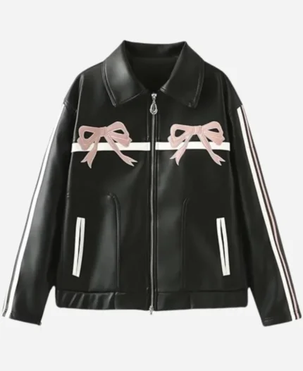 Roxanne Perez WWE NXT 2025 Carla Gonzalez Pink Bows Black Leather Jacket