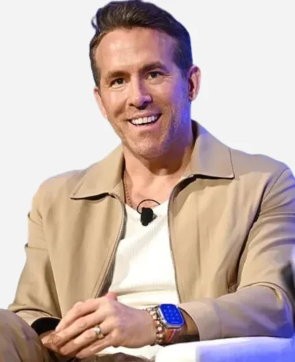 Ryan Reynolds 2024 Forbes Iconoclast Summit Brown Zipper Jacket For Sale