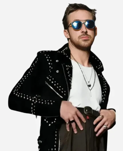 SNL Ryan Gosling Black Studded Leather Jacket
