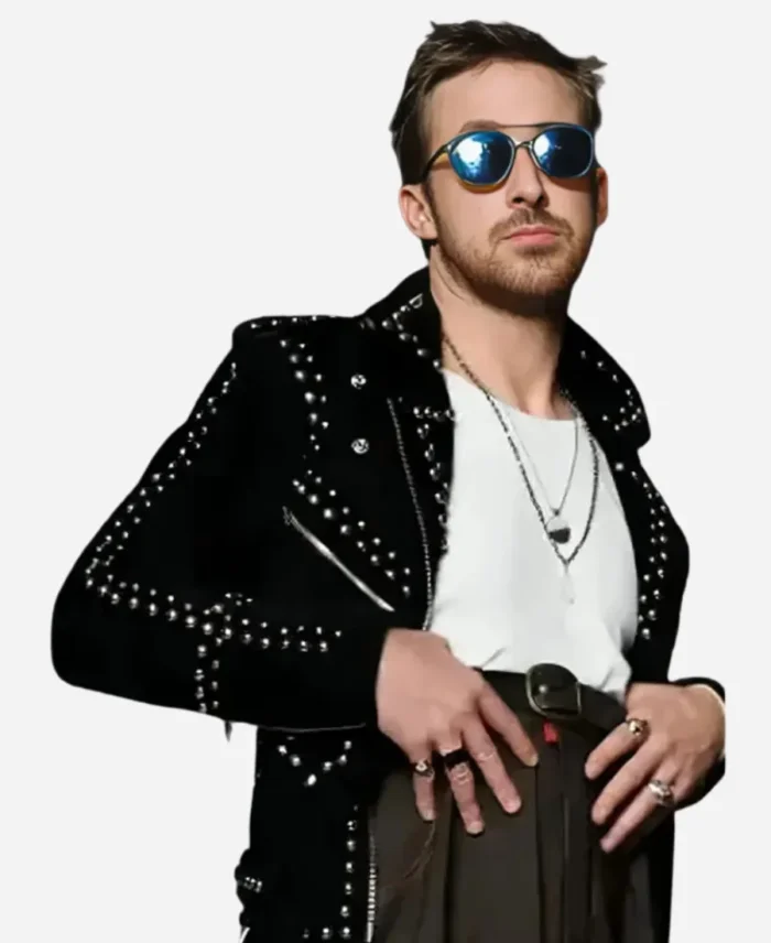 SNL Ryan Gosling Black Studded Leather Jacket