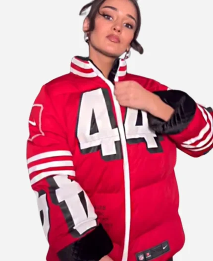 San Francisco 49ers Kristin Juszczyk Red Puffer Jacket