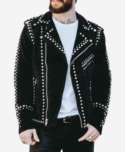 Saturday Night Live Ryan Gosling Studded Black Leather Biker Jacket