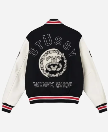 Stussy x Denim Tears X Our Legacy TTL Black & White Varsity Bomber Jacket For Sale
