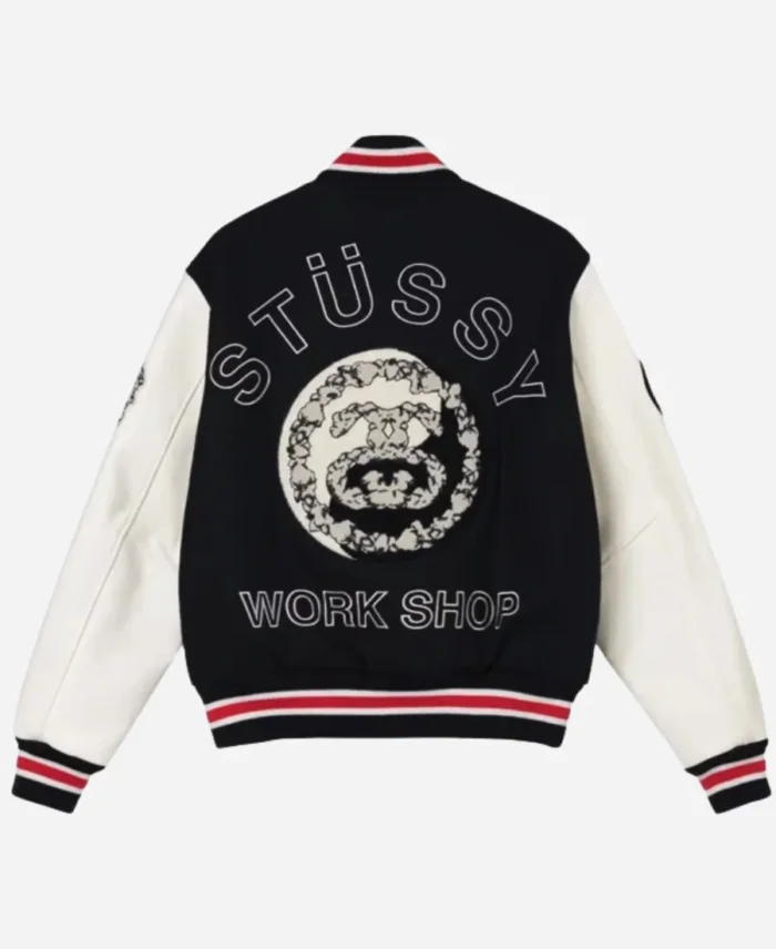 Stussy x Denim Tears X Our Legacy TTL Black & White Varsity Bomber Jacket For Sale