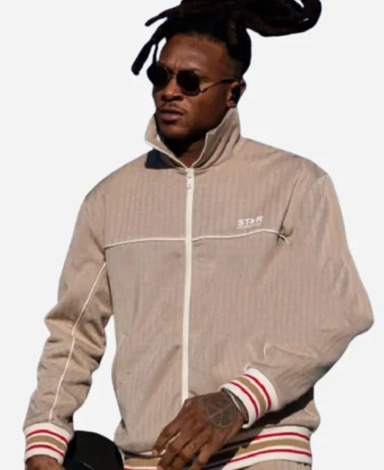 Super Bowl LIX 2025 DeAndre Hopkins Goose Beige Pine Striped Tracksuit