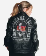 Super Bowl LIX Rebecca Minkoff X Erin Andrews Oversized Black Leather Jacket