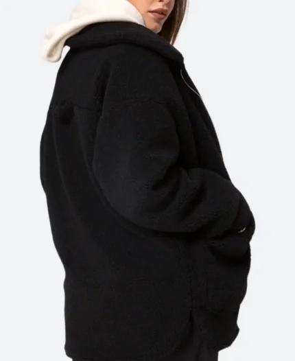 Teddy Bear Black Wool Coat For Unisex