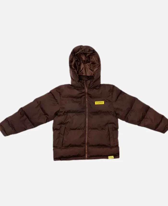 That’s A Awful Lot Of Cough Syrup Hooded Puffer Brown Jacket Front