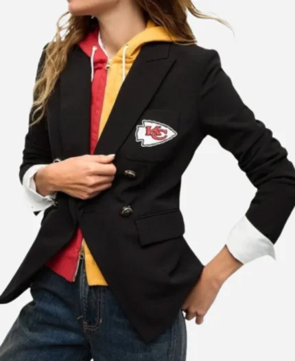 The View 2025 Sara Haines Kansas City Chiefs Double Breasted Black Blazer
