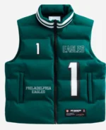 The View 2025 Sunny Hostin Philadelphia Eagles Green Puffer Vest