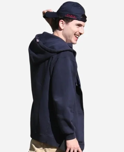 Timothée Chalamet Blue Zip-Up Hoodie