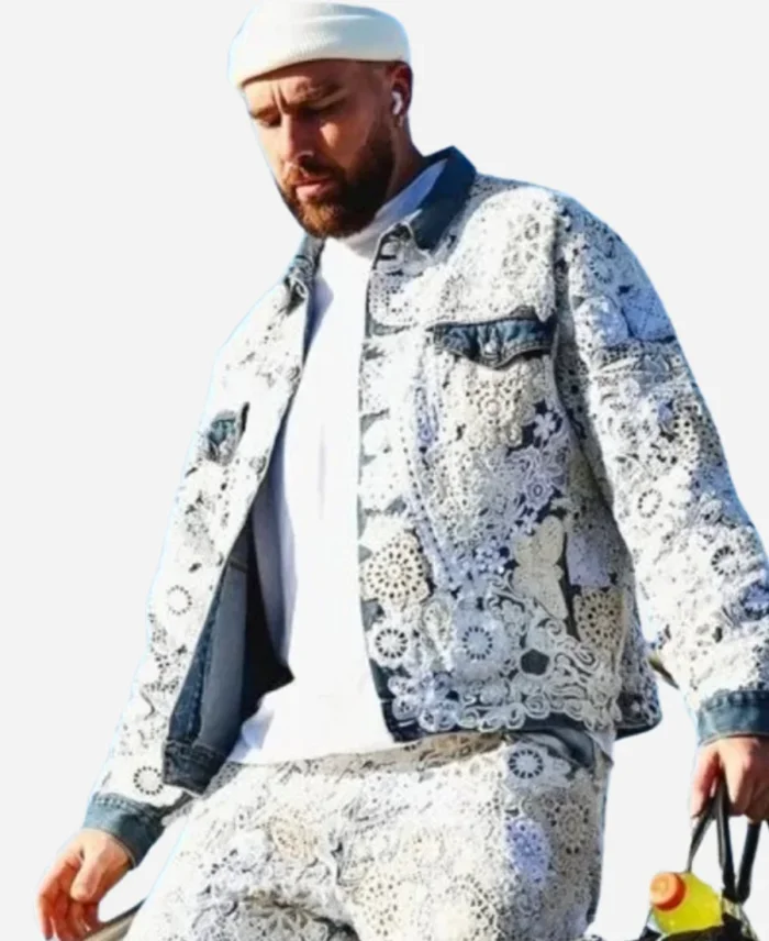 Travis Kelce Poetic Lust White Denim Jacket