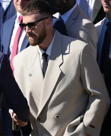 Travis Kelce Visit White House With Kansas City Chiefs Sports Understated Tan Suit 