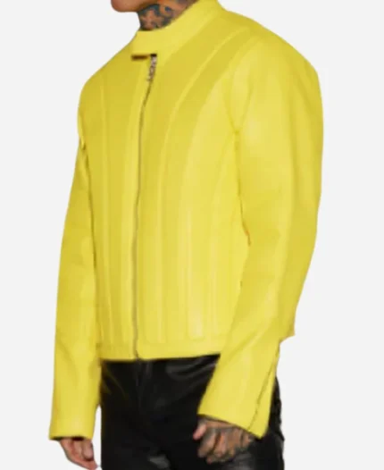 Tv Series House of Villains Safaree Yellow Panelled Leather Jacket