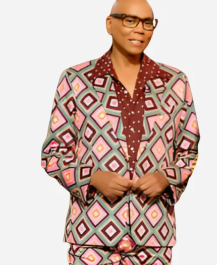 Tv Series Lingo Season 02 Rupaul Charles Geomatric Print Suit