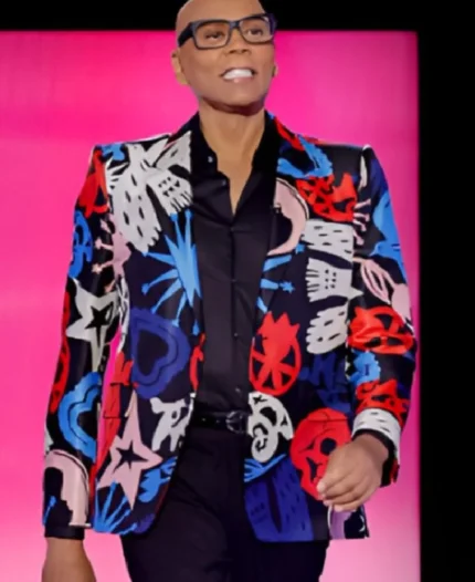 Tv Series Lingo Season 2 Rupaul Charles Black And Red Print Blazer