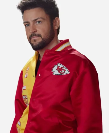 Tyler Hynes Holiday Touchdown A Chiefs Love Story Derrick Chiefs Satin Bomber Jacket