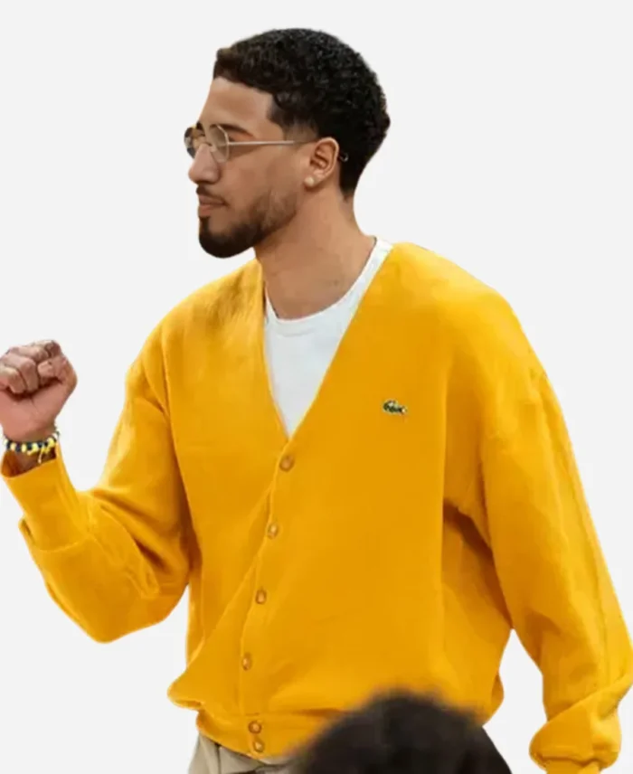 Tyrese Haliburton Lacoste Yellow Cardigan For Sale