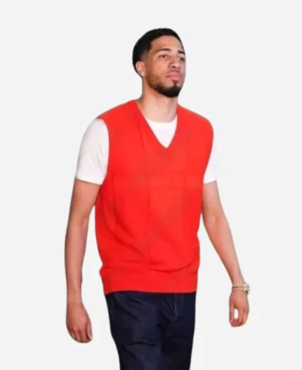 Tyrese Haliburton NBA Playoffs 2024 Red Sweater Vest For Sale
