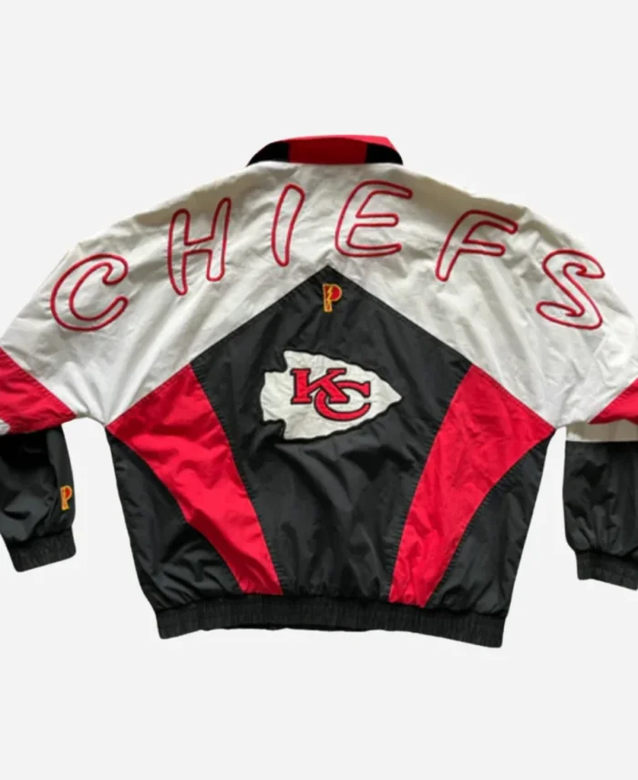 Vintage KC Chiefs Black And White Embroidered Spellout Proplayer Windbreaker Jacket