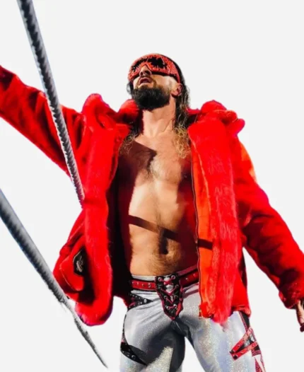 WWE Monday Night Raw Seth Rollins Red Fur Jacket 