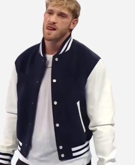 WWE Smackdown Logan Paul Blue And White Varsity Jacket 