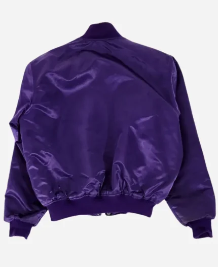 90s University of Washington Huskies Purple Satin Full-Snap Bomber Jacket For Sale