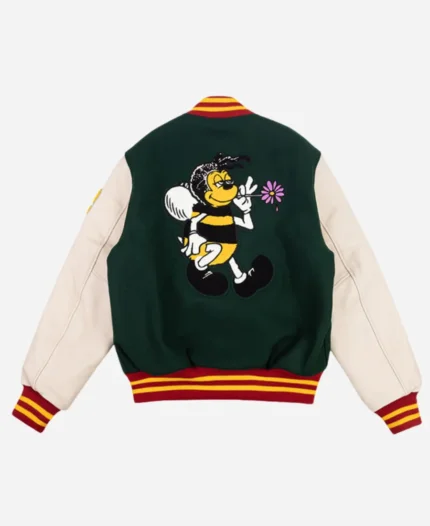 Bee Line Green & White Varsity Bomber Jacket