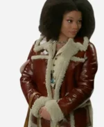 Beyond The Gates 2025 Ambyr Michelle Brown Leather Coat