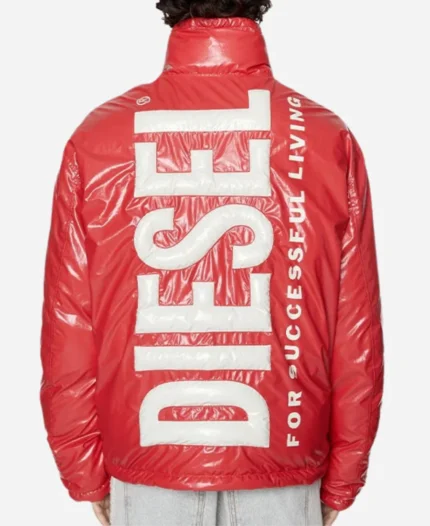 Diesel For Successful Living Black Puffer Jacket For Unisex