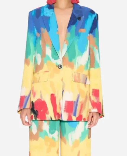 Drew Barrymore Show Amirah Kassem Rainbow Abstract Print Suit For Sale