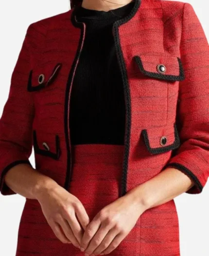 Elsbeth Tascioni TV-Series Elsbeth S02 Carrie Preston Open Front Red Tweed Jacket