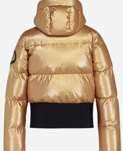 Goldbergh Ski Golden Puffer Hooded Jacket For Sale