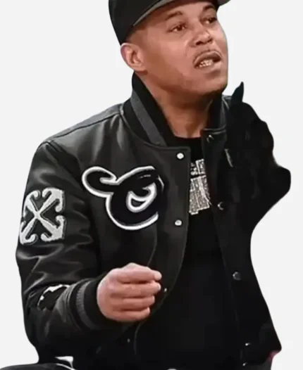 Kenneth Petty Cheers New York Knicks Black Varsity Jacket