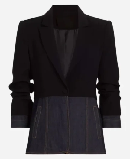 Lacey Quinn Found Season 02 Gabrielle Walsh Black And Denim Mixed Media Blazer