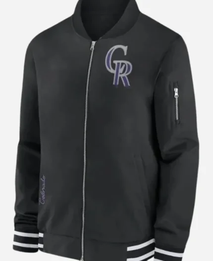 MLB Colorado Rockies Full-Zip Black And Green Bomber Jacket