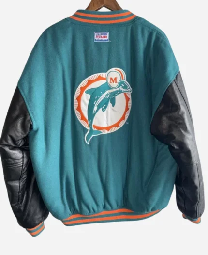 Miami Dolphins Pro Line Logo Varsity Bomber Jacket