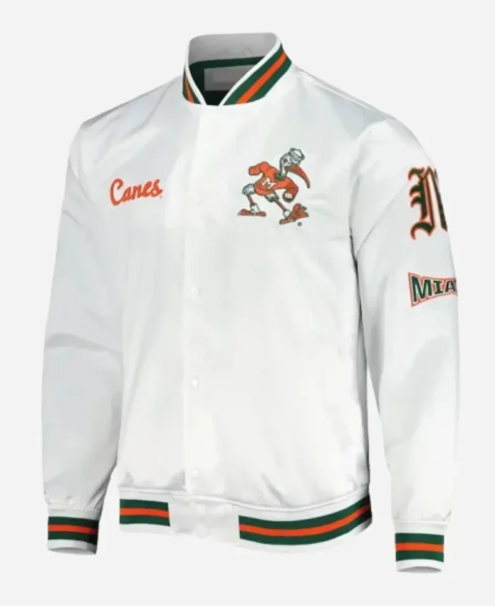 Miami Hurricanes White Bomber Jacket