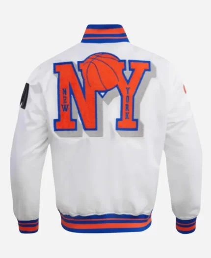 New York Knicks Mashup White Varsity Jacket For Sale