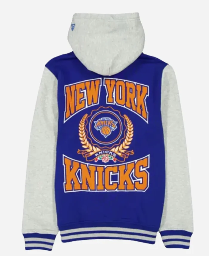 New York Knicks Throwback Prep Blue Hooded Jacket For Unisex