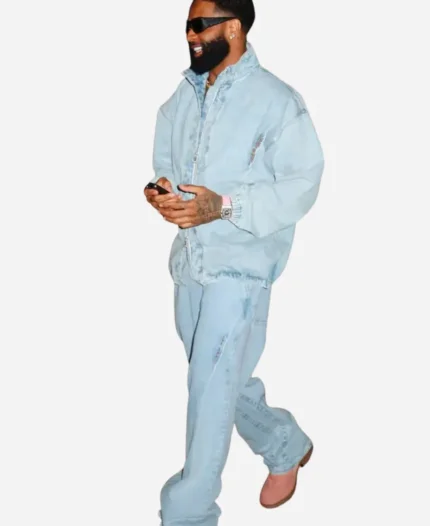 Odell Beckham Jr. Met Gala After Party 2024 Blue Denim Suit For Sale