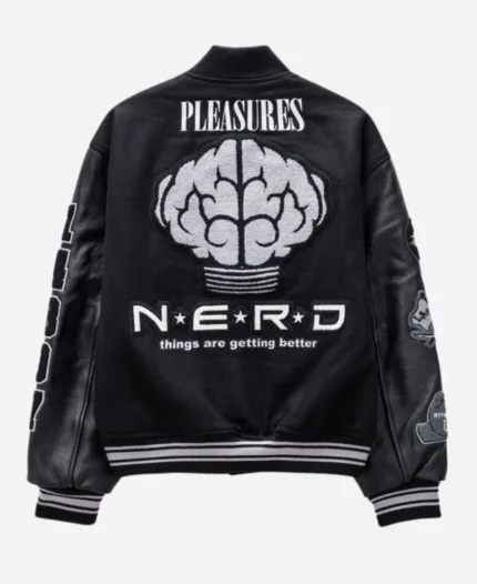 Pleasures Nerd Black Varsity Letterman Jacket For Sale