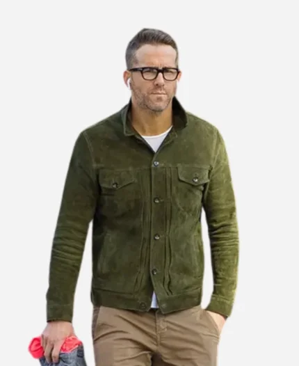 Ryan Reynolds Green Suede Jacket