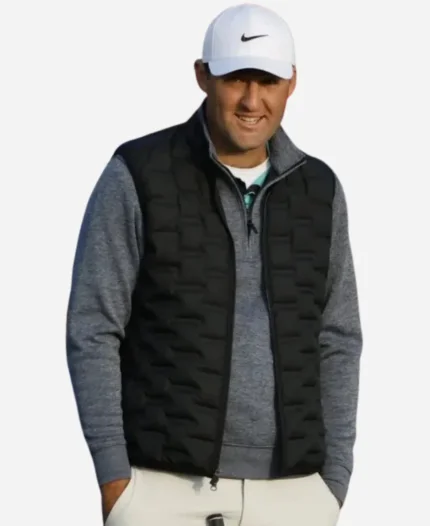 Scottie Scheffler 2024 Black Quilted Puffer Vest