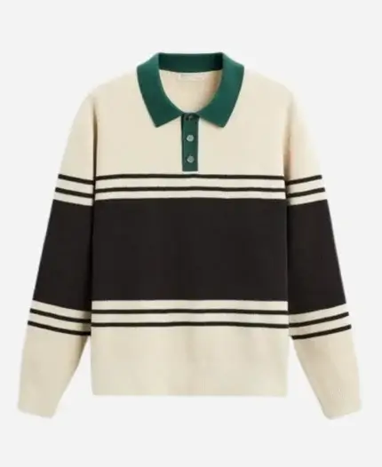 TOWIE Season 34 Joe Blackman Green Collared Striped Knit Polo Shirt