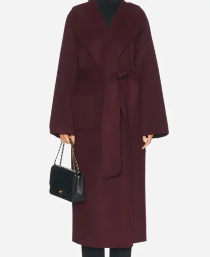 The Today Show Jenna Bush Hager Burgundy Long Wrap Coat