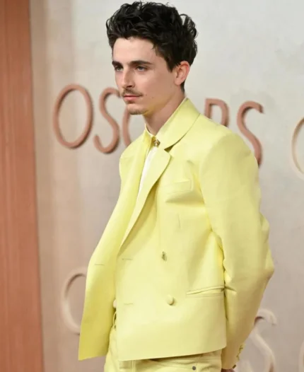 Timothée Chalamet Oskar 2025 Double-breasted Yellow Blazer