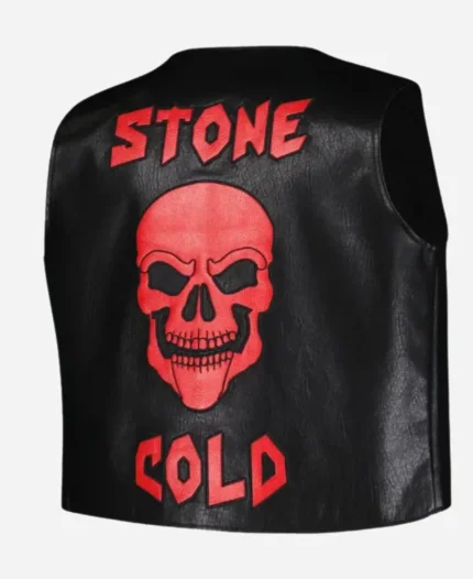WWE Steve Austin Dont Trust Anyone Stone Cold Black and Red Leather Vest