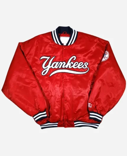 Yankees Red Satin Bomber Jacket
